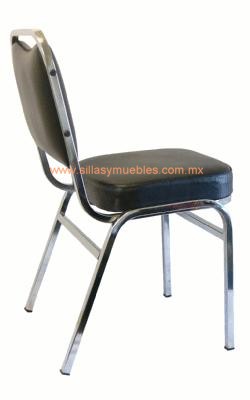 SILLA APILABLE TAPIZADA CON VINIL NEGRO